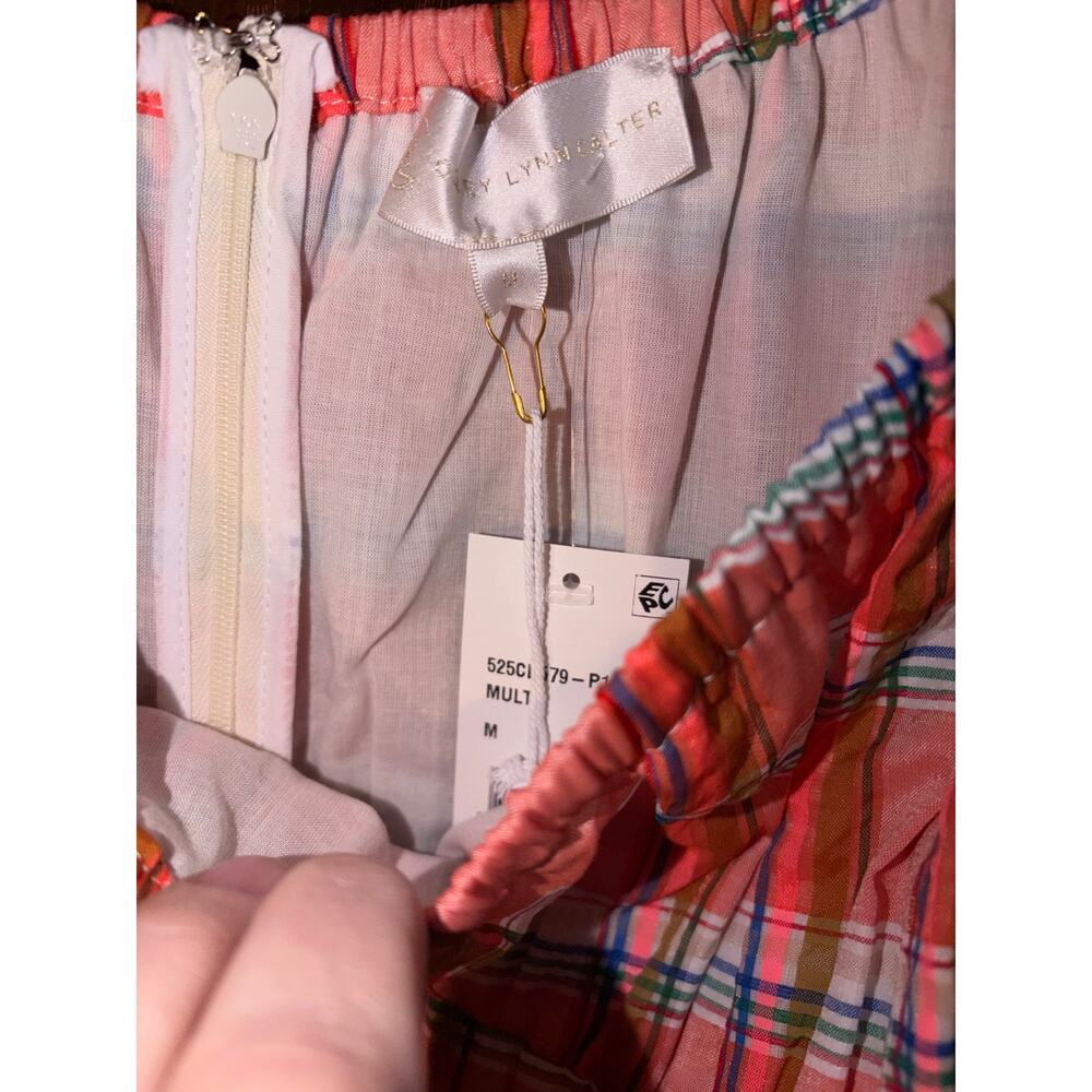Corey Lynn Calter Cordelia Midi Dress Medium Plaid Seersucker Cotton Blend NWT - Picture 5 of 7